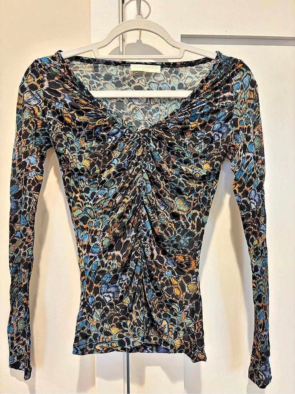 Ulla Johnson Neri Long Sleeve Ruched Top Floral Size P